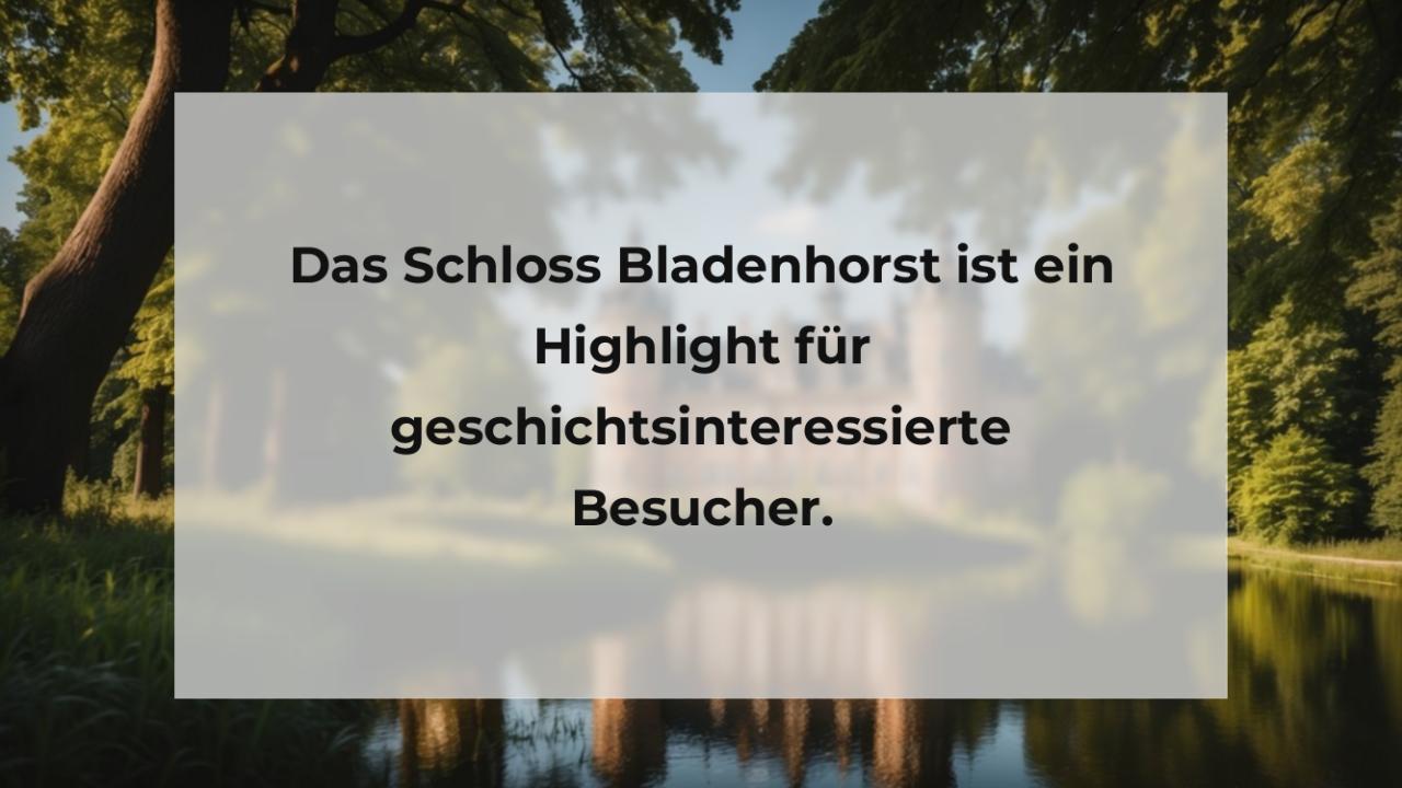 Das Schloss Bladenhorst ist ein Highlight für geschichtsinteressierte Besucher.