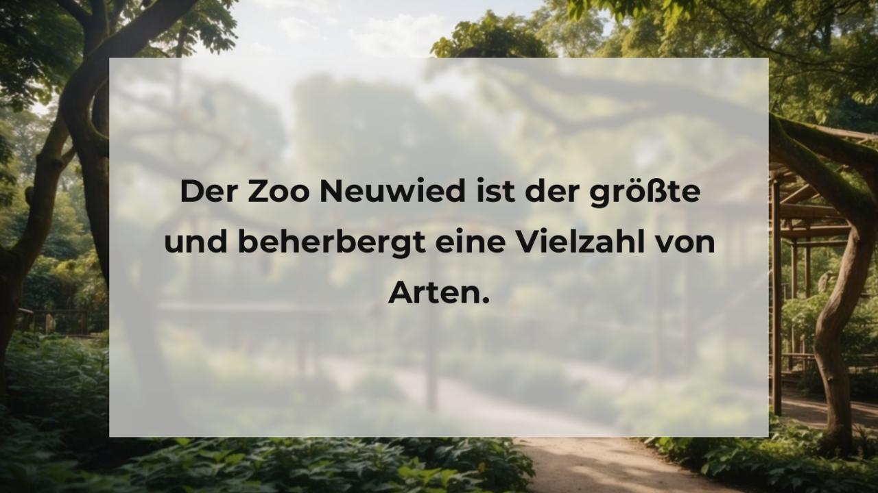 Der Zoo Neuwied ist der größte und beherbergt eine Vielzahl von Arten.