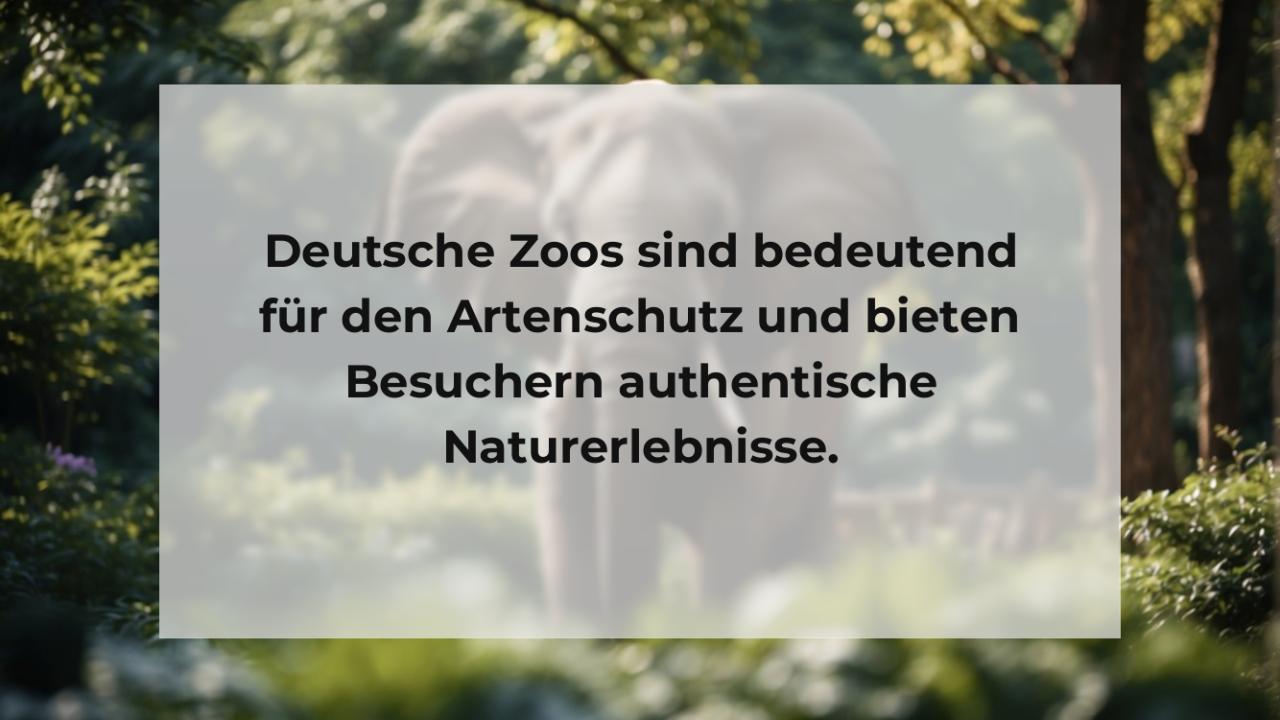 Deutsche Zoos sind bedeutend für den Artenschutz und bieten Besuchern authentische Naturerlebnisse.