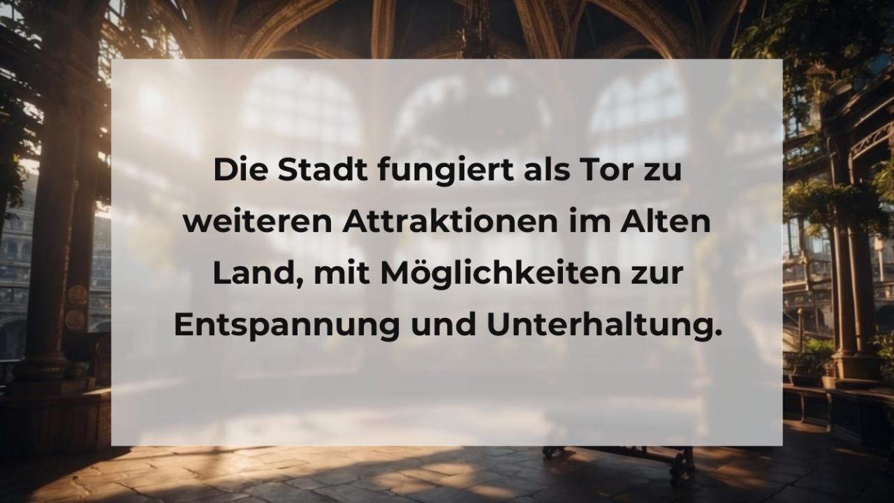 Die Stadt fungiert als Tor zu weiteren Attraktionen im Alten Land, mit Möglichkeiten zur Entspannung und Unterhaltung.