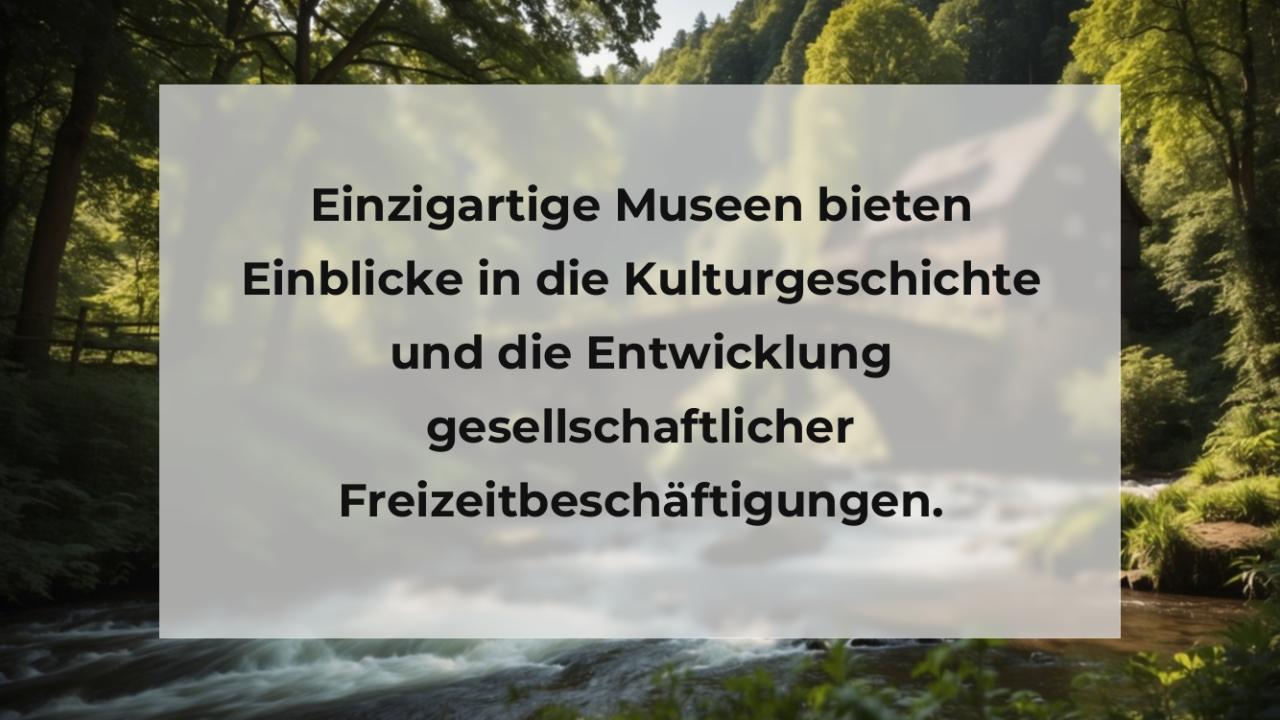 Einzigartige Museen bieten Einblicke in die Kulturgeschichte und die Entwicklung gesellschaftlicher Freizeitbeschäftigungen.