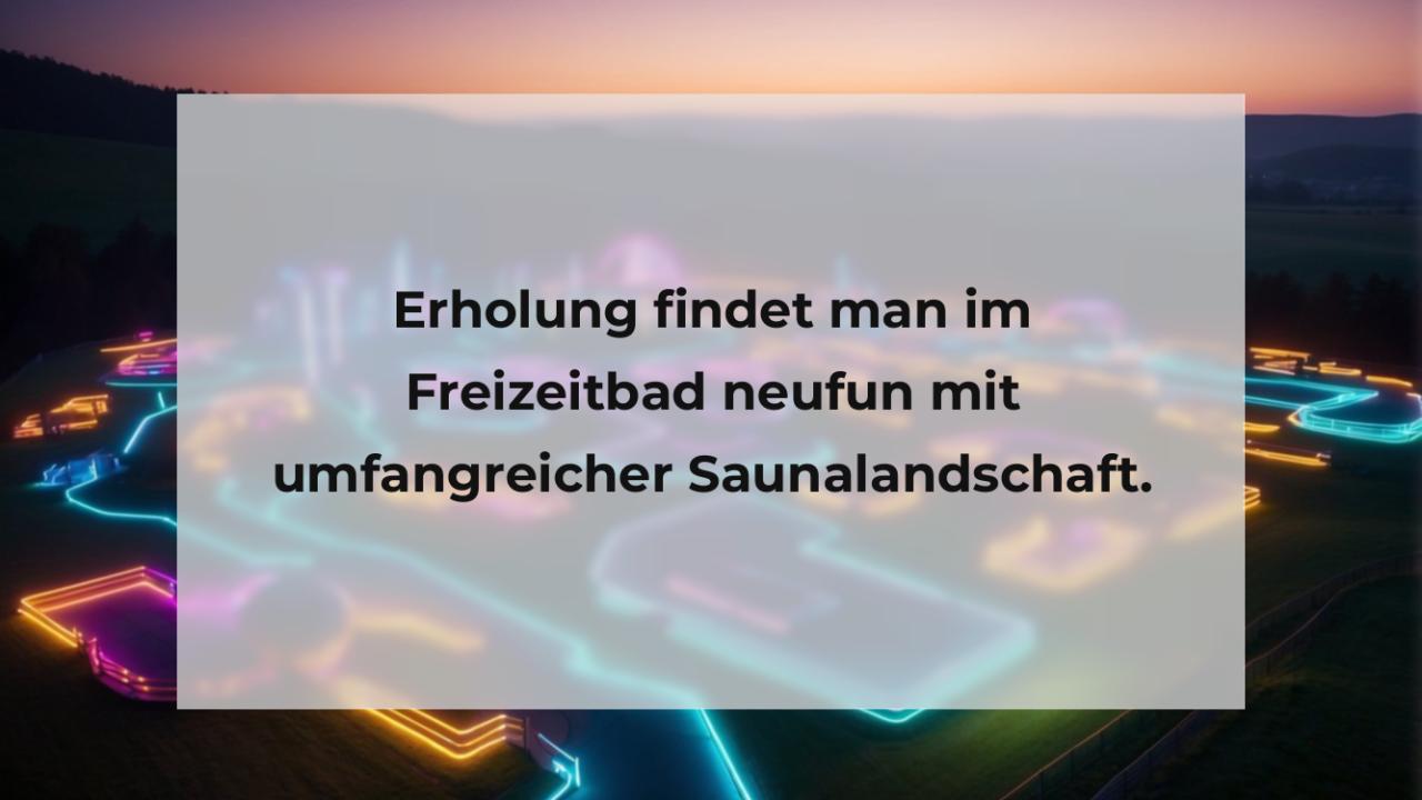 Erholung findet man im Freizeitbad neufun mit umfangreicher Saunalandschaft.