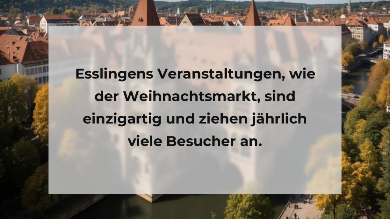 Esslingens Veranstaltungen, wie der Weihnachtsmarkt, sind einzigartig und ziehen jährlich viele Besucher an.