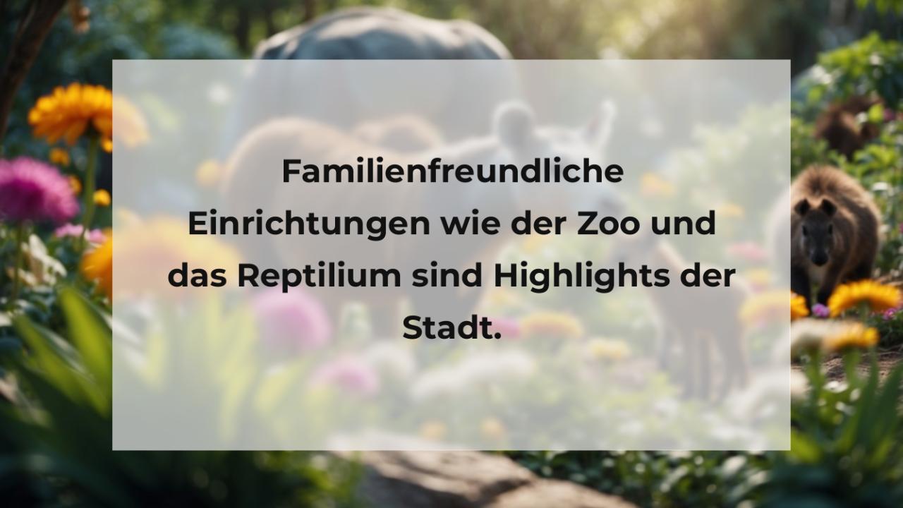 Familienfreundliche Einrichtungen wie der Zoo und das Reptilium sind Highlights der Stadt.