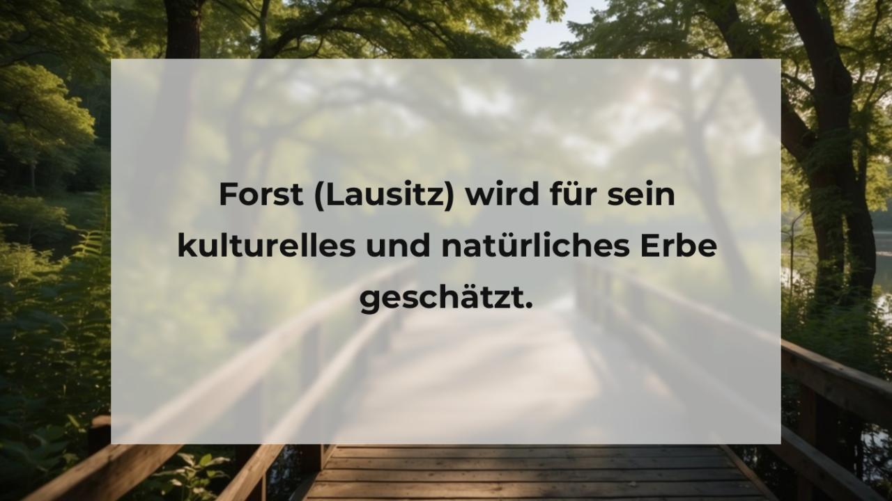 Forst (Lausitz) wird für sein kulturelles und natürliches Erbe geschätzt.