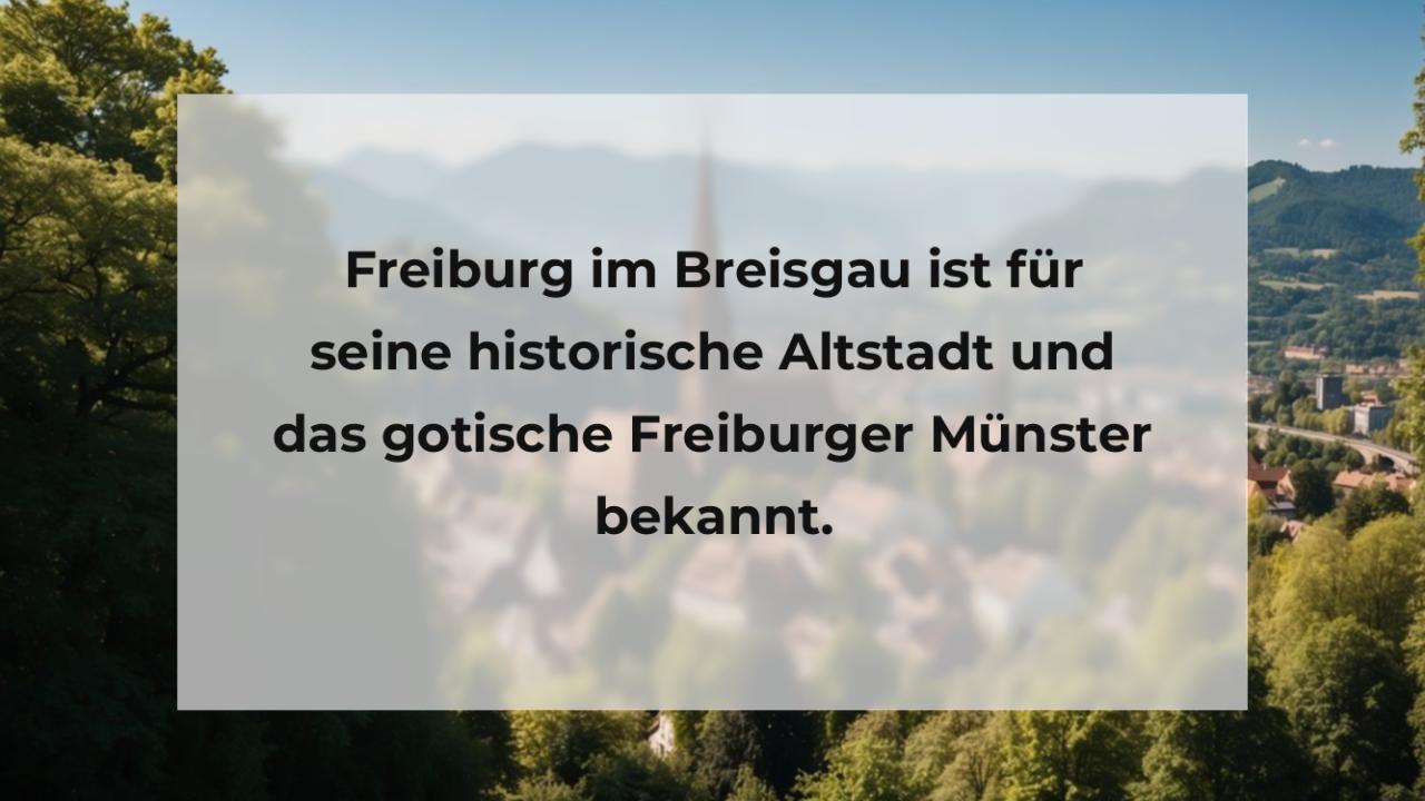 Freiburg im Breisgau ist für seine historische Altstadt und das gotische Freiburger Münster bekannt.