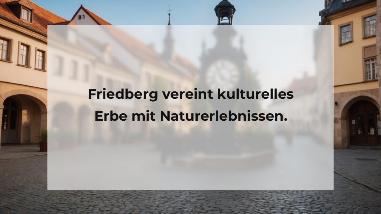 Friedberg vereint kulturelles Erbe mit Naturerlebnissen.