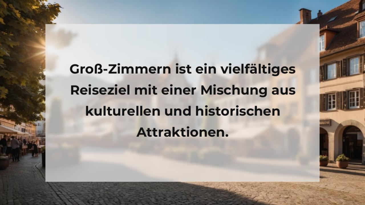 Groß-Zimmern ist ein vielfältiges Reiseziel mit einer Mischung aus kulturellen und historischen Attraktionen.