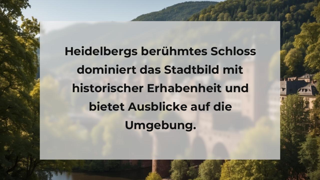 Heidelbergs berühmtes Schloss dominiert das Stadtbild mit historischer Erhabenheit und bietet Ausblicke auf die Umgebung.