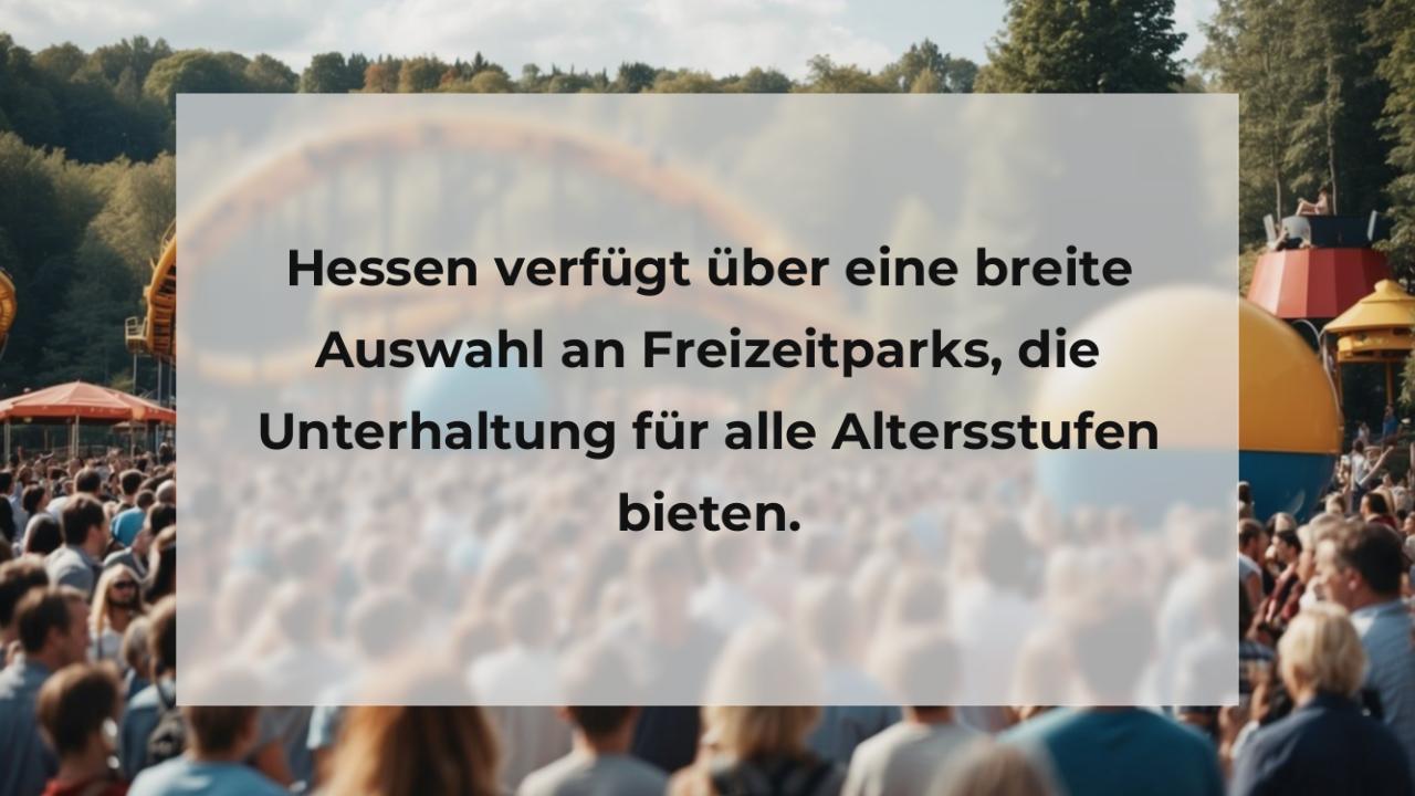 Hessen verfügt über eine breite Auswahl an Freizeitparks, die Unterhaltung für alle Altersstufen bieten.