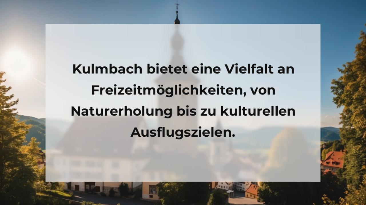 Kulmbach bietet eine Vielfalt an Freizeitmöglichkeiten, von Naturerholung bis zu kulturellen Ausflugszielen.