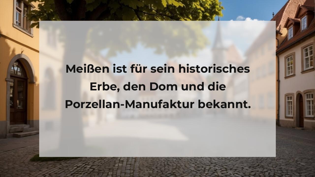 Meißen ist für sein historisches Erbe, den Dom und die Porzellan-Manufaktur bekannt.