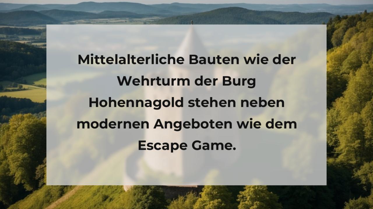 Mittelalterliche Bauten wie der Wehrturm der Burg Hohennagold stehen neben modernen Angeboten wie dem Escape Game.