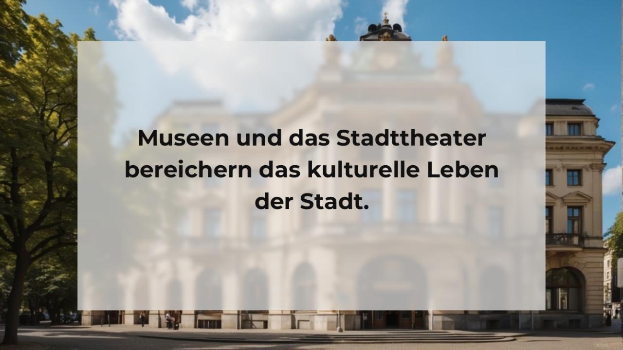 Museen und das Stadttheater bereichern das kulturelle Leben der Stadt.