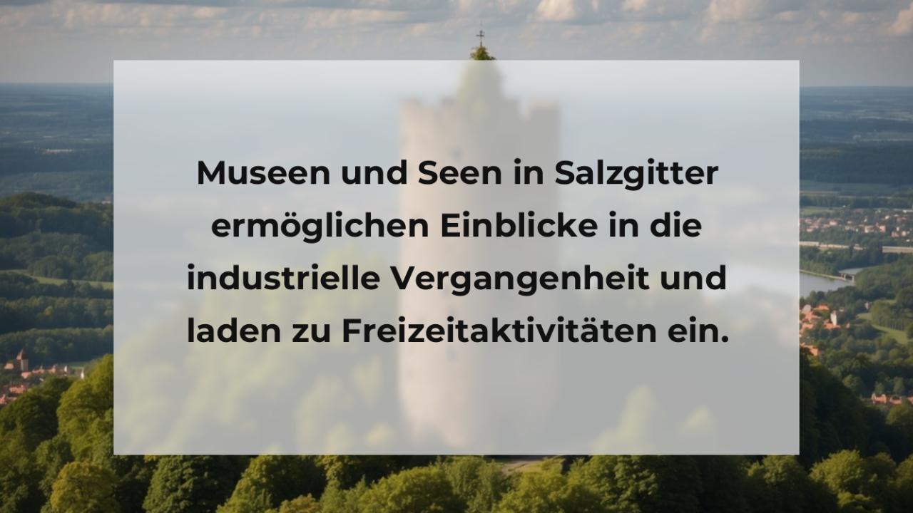 Museen und Seen in Salzgitter ermöglichen Einblicke in die industrielle Vergangenheit und laden zu Freizeitaktivitäten ein.