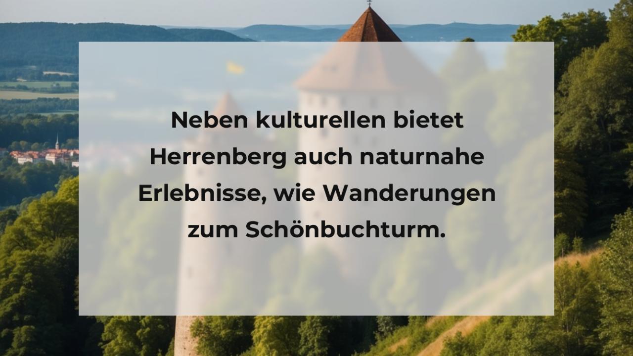 Neben kulturellen bietet Herrenberg auch naturnahe Erlebnisse, wie Wanderungen zum Schönbuchturm.