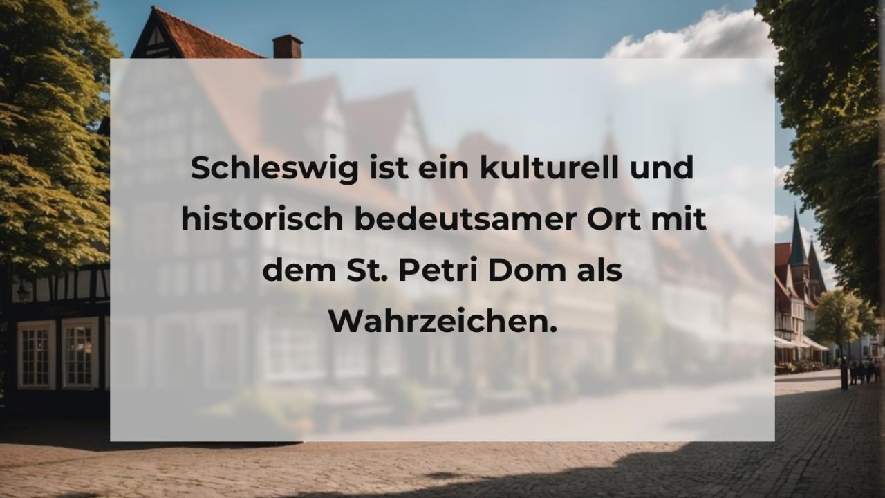 Schleswig ist ein kulturell und historisch bedeutsamer Ort mit dem St. Petri Dom als Wahrzeichen.