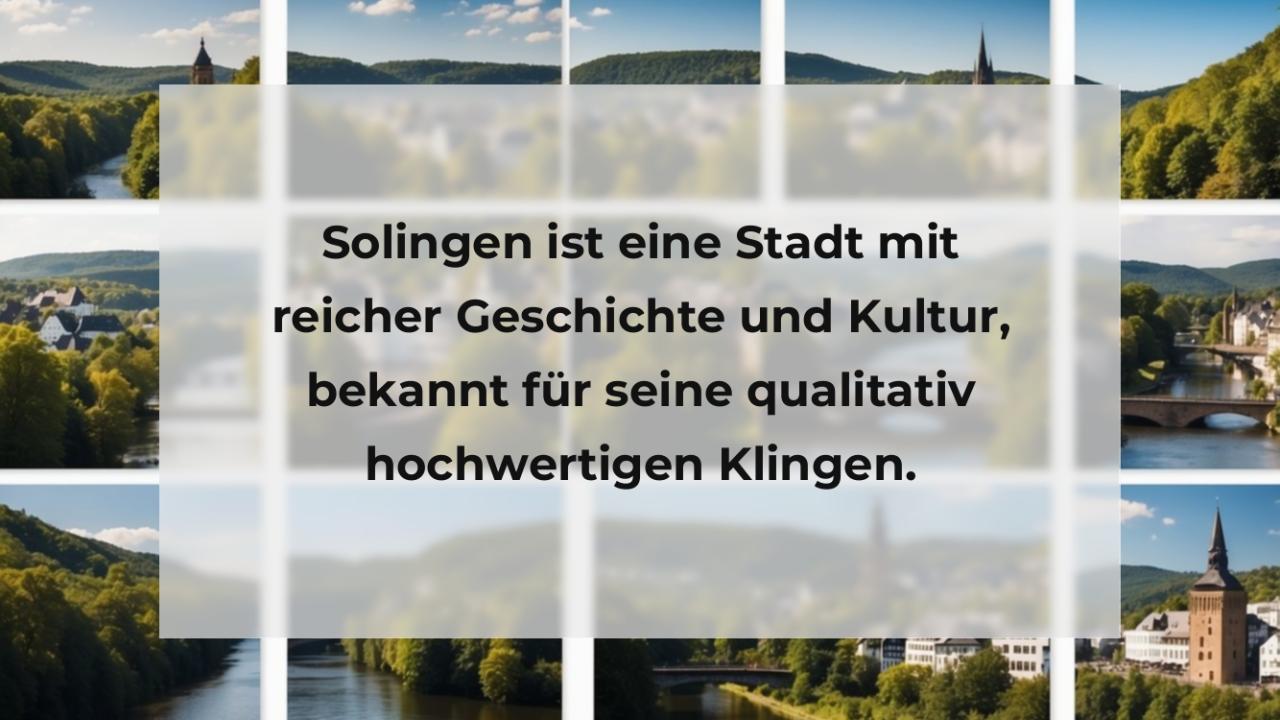 Solingen ist eine Stadt mit reicher Geschichte und Kultur, bekannt für seine qualitativ hochwertigen Klingen.