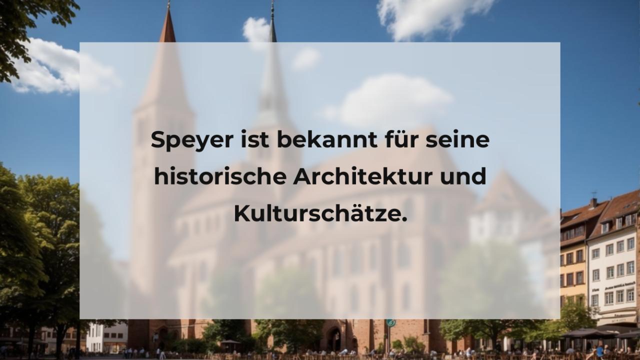 Speyer ist bekannt für seine historische Architektur und Kulturschätze.