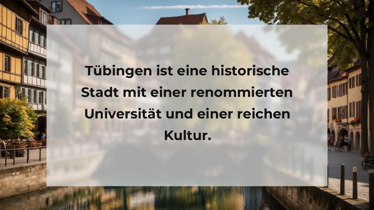 Tübingen ist eine historische Stadt mit einer renommierten Universität und einer reichen Kultur.