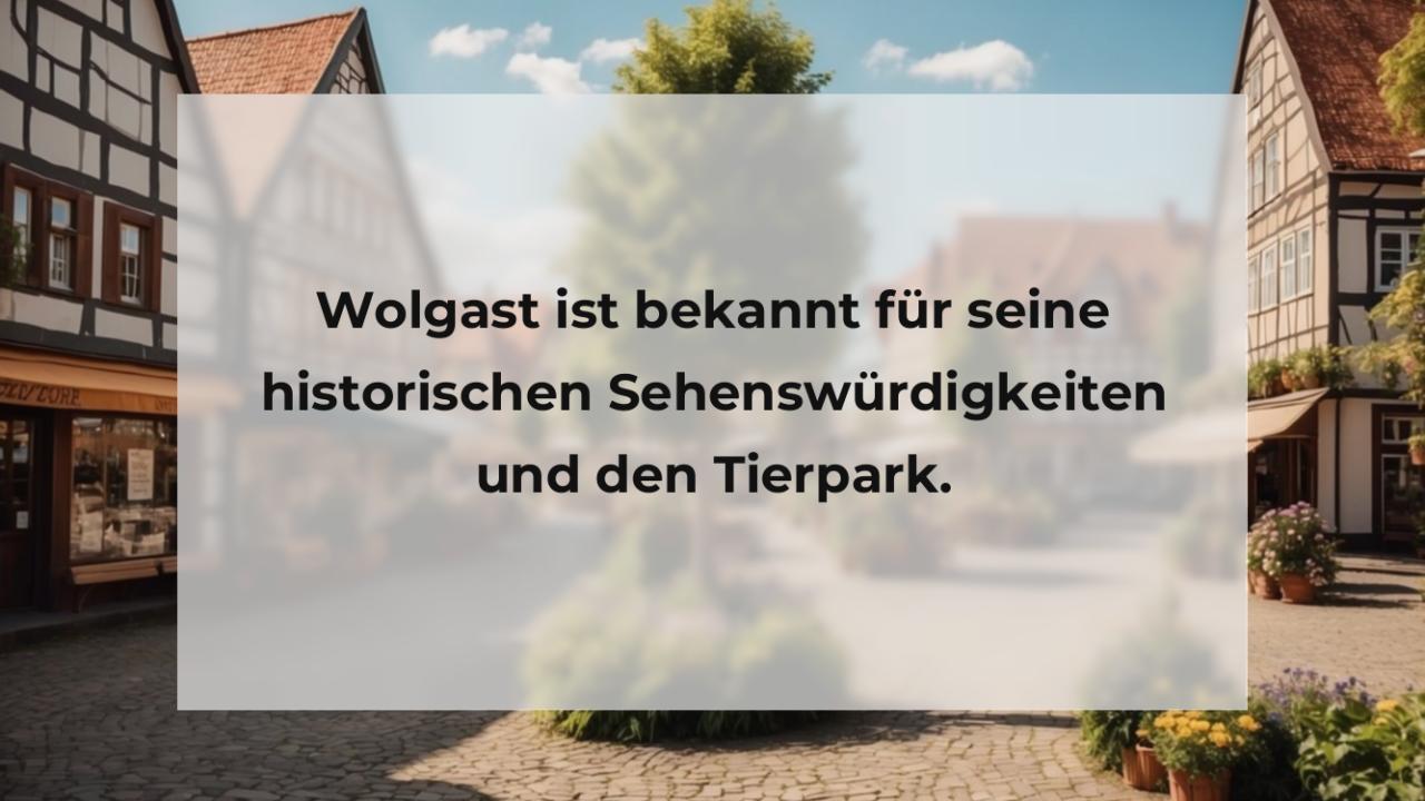 Wolgast ist bekannt für seine historischen Sehenswürdigkeiten und den Tierpark.